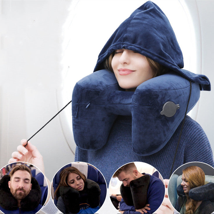 Inflatable Hooded Travel Pillow Secondary image