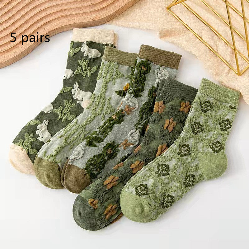 3D Floral Cotton Socks Secondary image