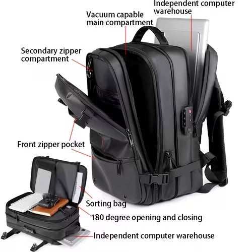 Expandable Vacuum Travel Laptop Backpack